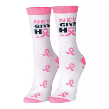 Kellis Gifts Socks Pink Ribbon Socks - Never Give Up Hope Women's Sock Size 9-11